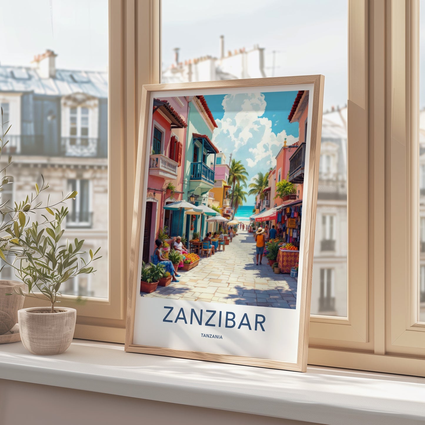 Zanzibar Poster - Tanzania Travel Print - Vibrant Island Marketplace Home Decor