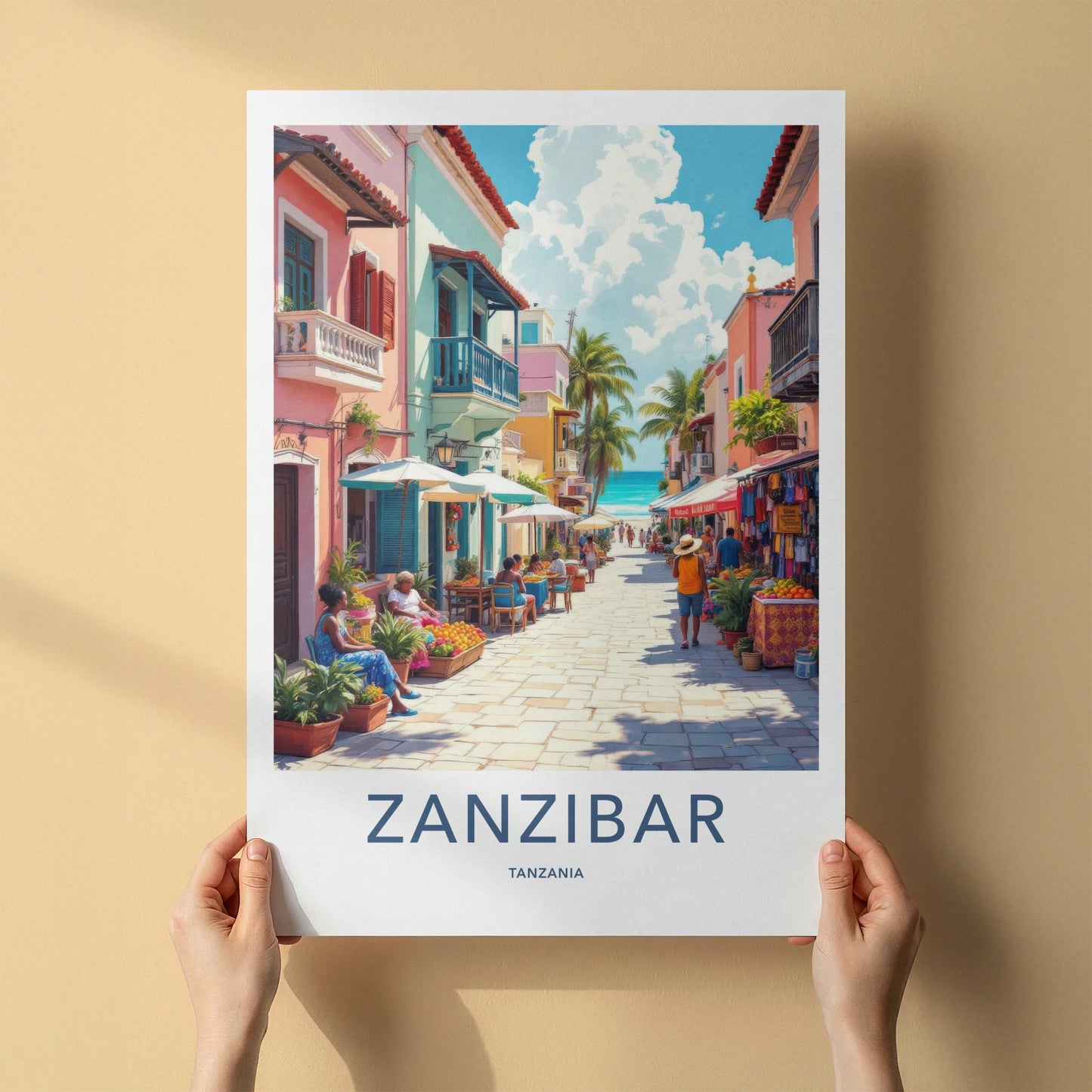 Zanzibar Poster - Tanzania Travel Print - Vibrant Island Marketplace Home Decor