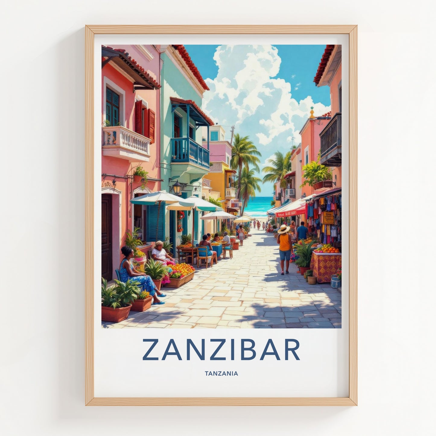 Zanzibar Poster - Tanzania Travel Print - Vibrant Island Marketplace Home Decor