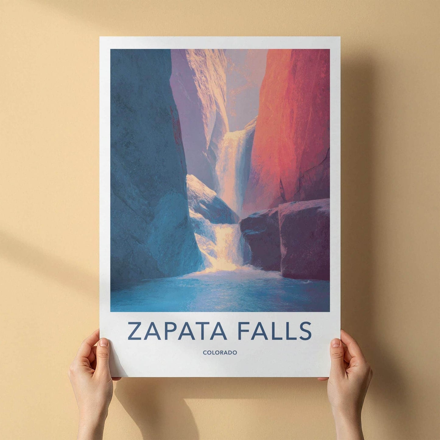 Zapata Falls Poster - Colorado Wall Art - Colorful Canyon Falls Home Decor