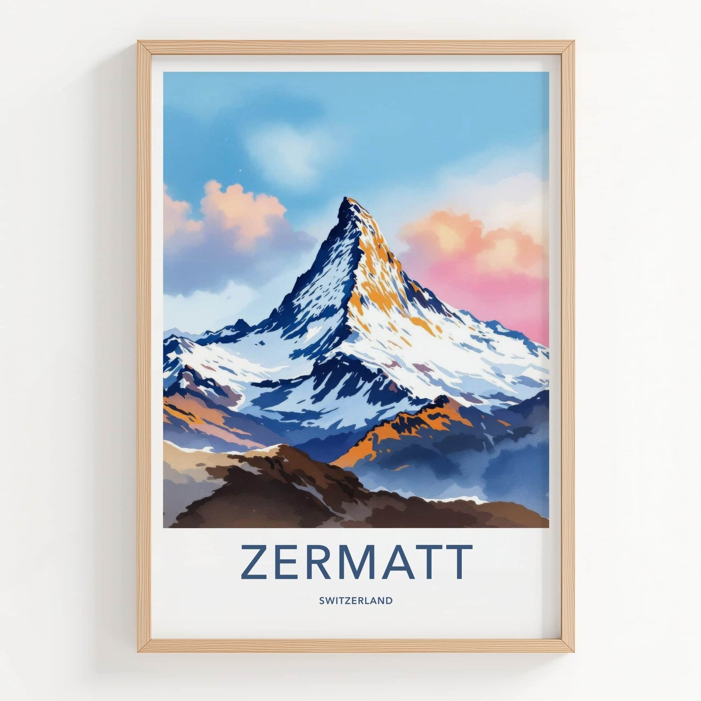 Zermatt Poster - Switzerland Wall Art - Orange Touched Summit Home Decor