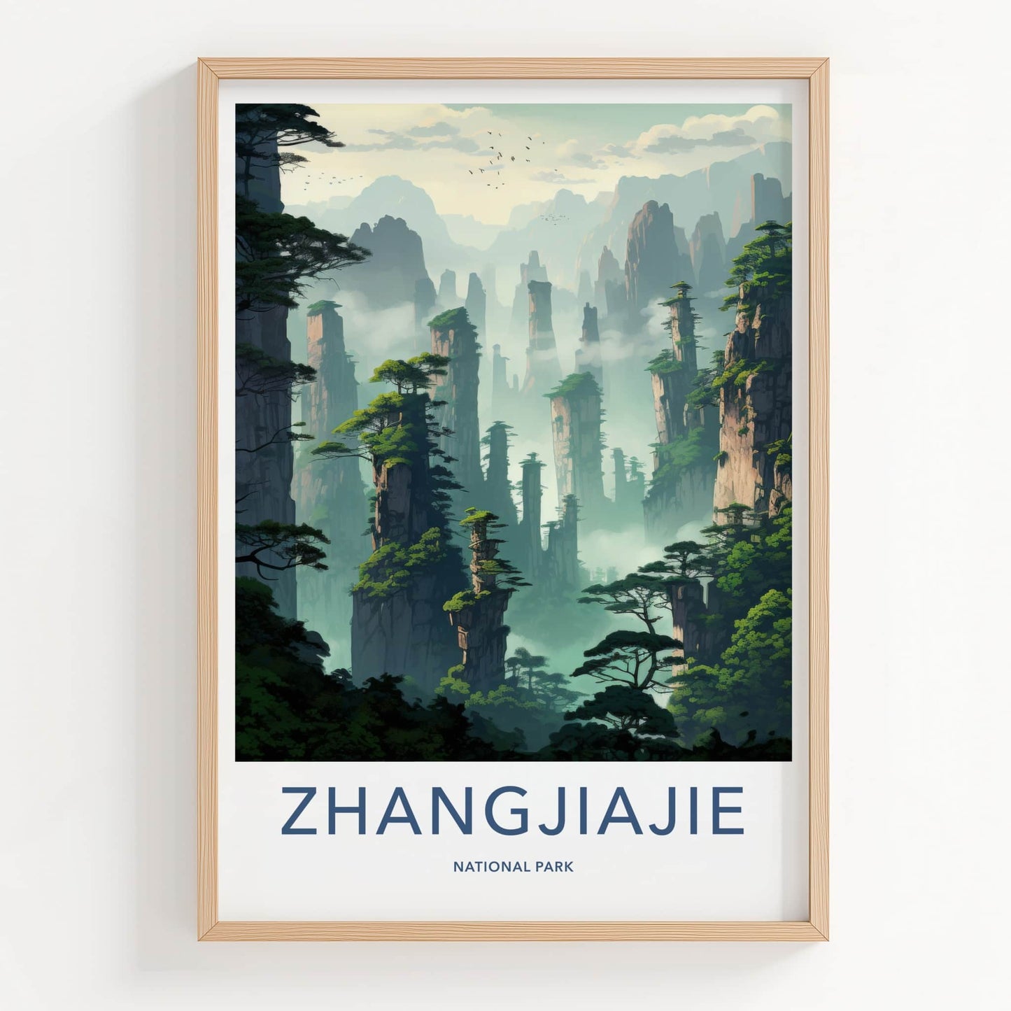 Zhangjiajie National Park Poster - China Wall Art - Misty Mountain Peaks Home Decor