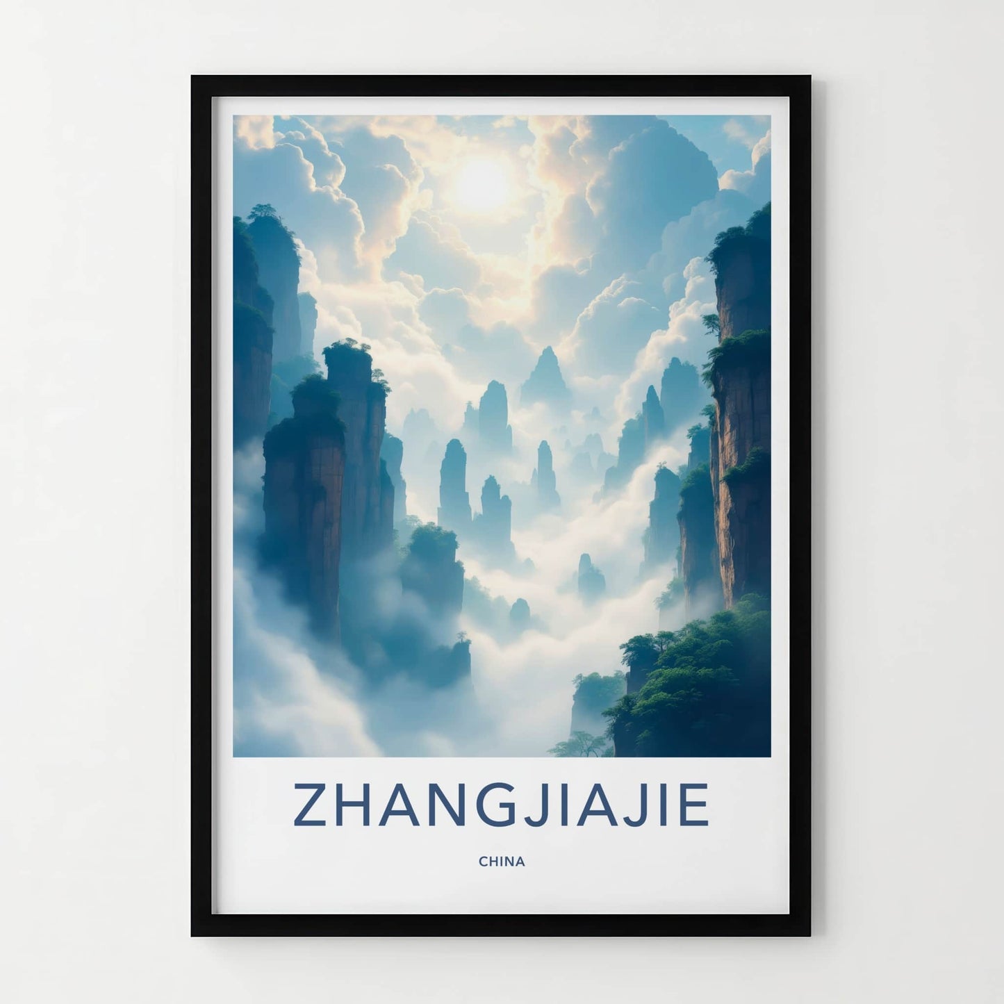 ZHANGJIAJIE Poster - China Wall Art - Misty Mountain Peaks Home Decor