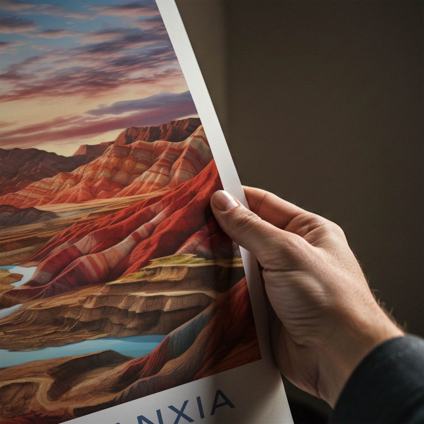 ZHANGYE DANXIA Poster - China Travel Art - Rainbow Mountain River Home Decor