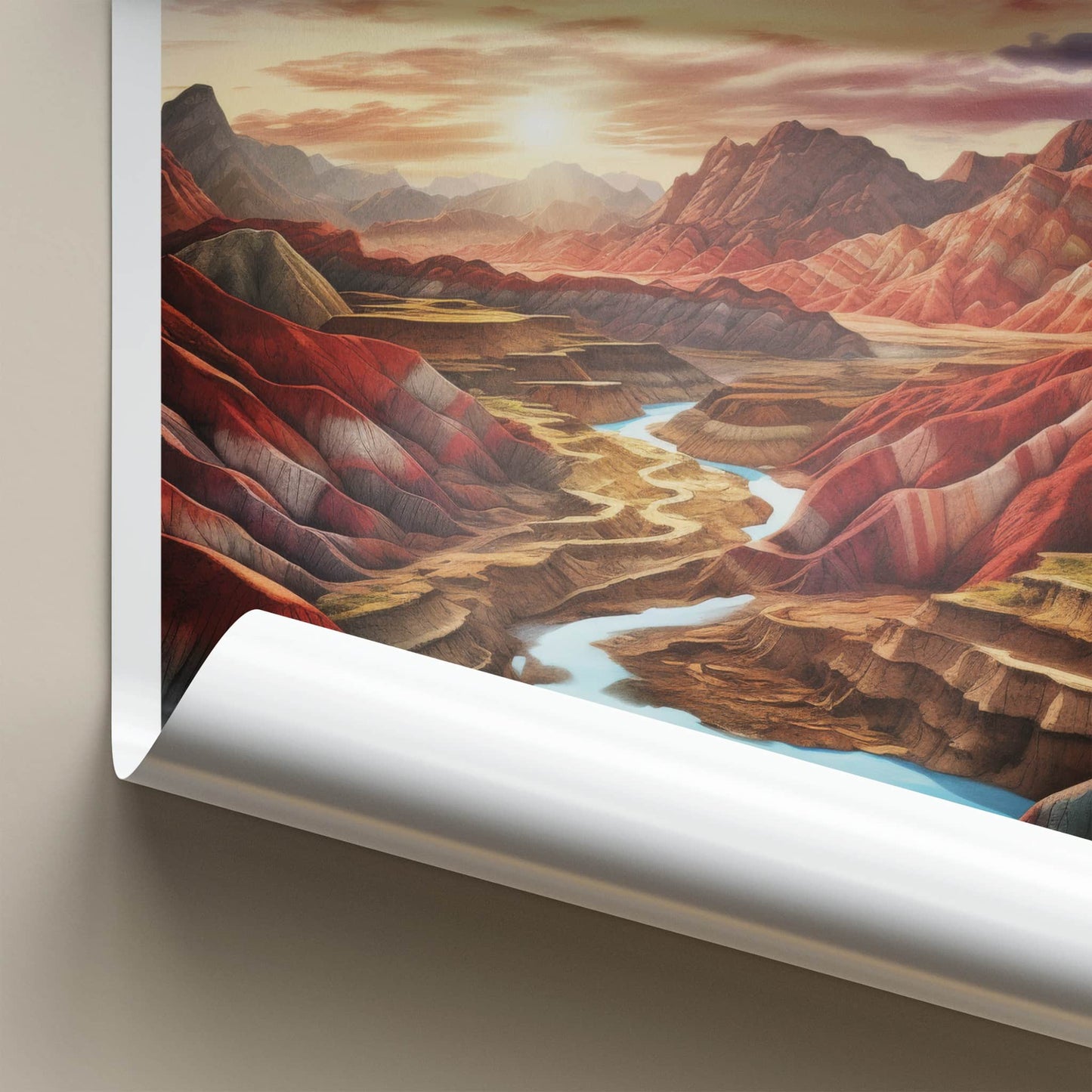 ZHANGYE DANXIA Poster - China Travel Art - Rainbow Mountain River Home Decor
