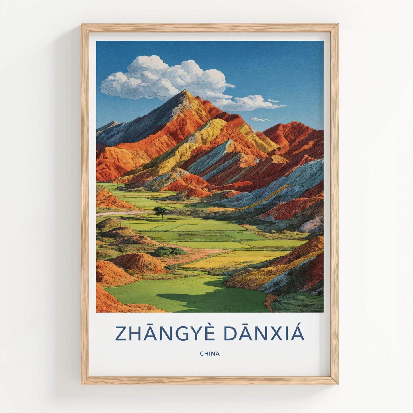 Zhangye Danxia Poster - China Travel Art - Vibrant Mountain Landscape Home Decor
