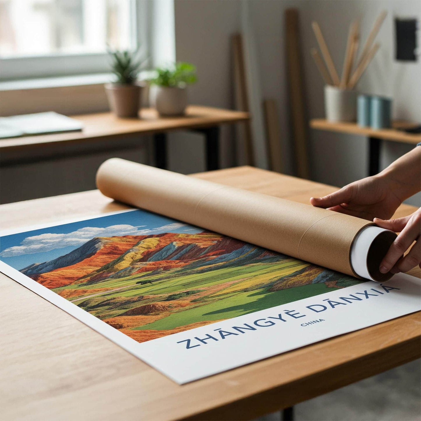 Zhangye Danxia Poster - China Travel Art - Vibrant Mountain Landscape Home Decor