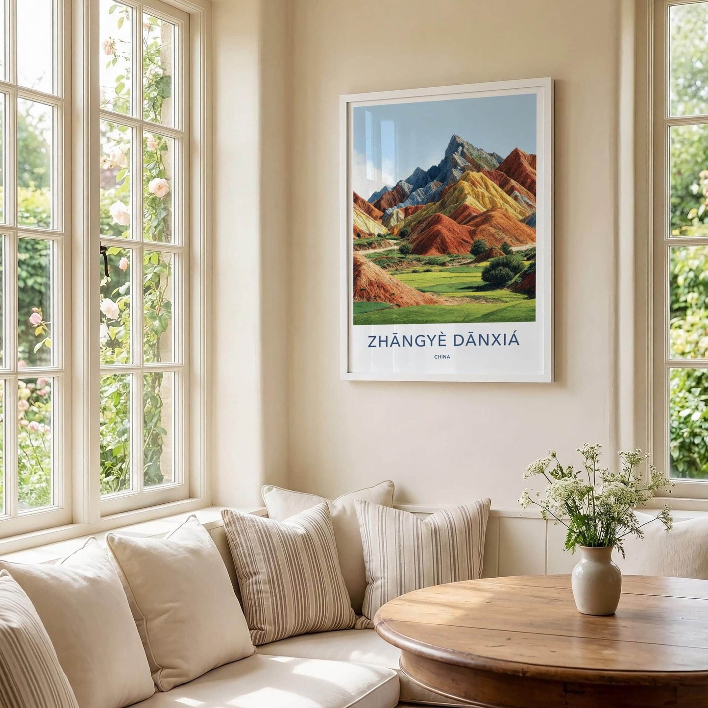 Zhangye Danxia Poster - China Travel Art - Vibrant Striped Landscape Home Decor