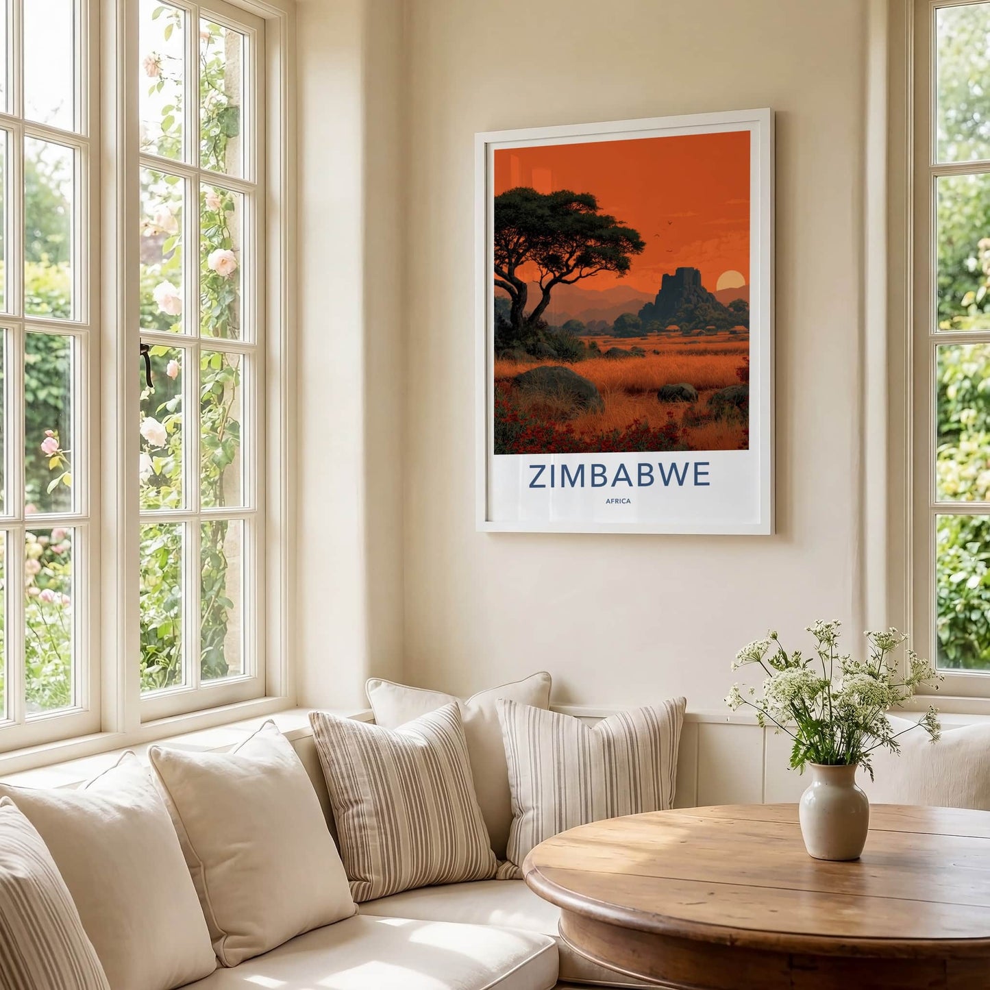 Zimbabwe Poster - Africa Travel Art - Ancient Ruins Sunset Home Decor