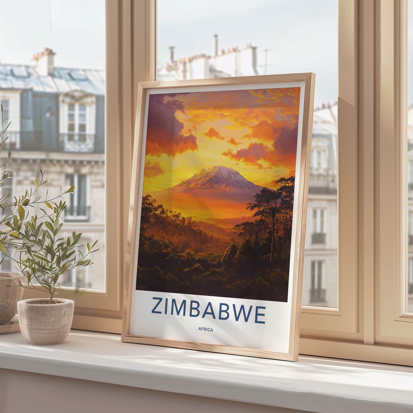 Zimbabwe Poster - Zimbabwe Travel Art - Vibrant Mountain Sunset Home Decor