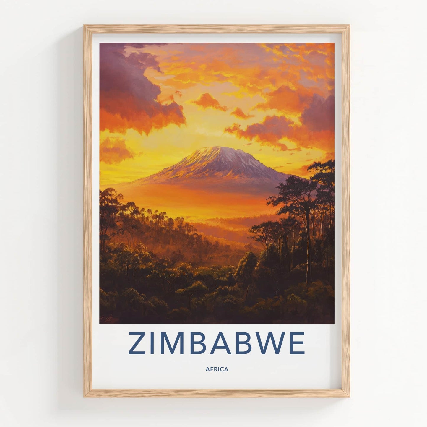 Zimbabwe Poster - Zimbabwe Travel Art - Vibrant Mountain Sunset Home Decor
