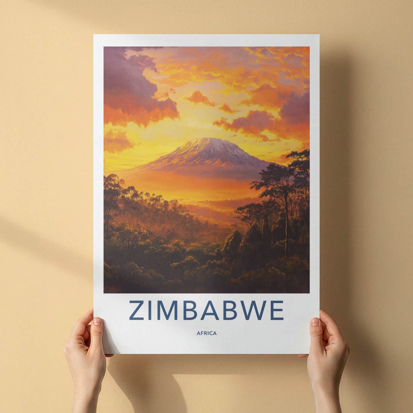 Zimbabwe Poster - Zimbabwe Travel Art - Vibrant Mountain Sunset Home Decor