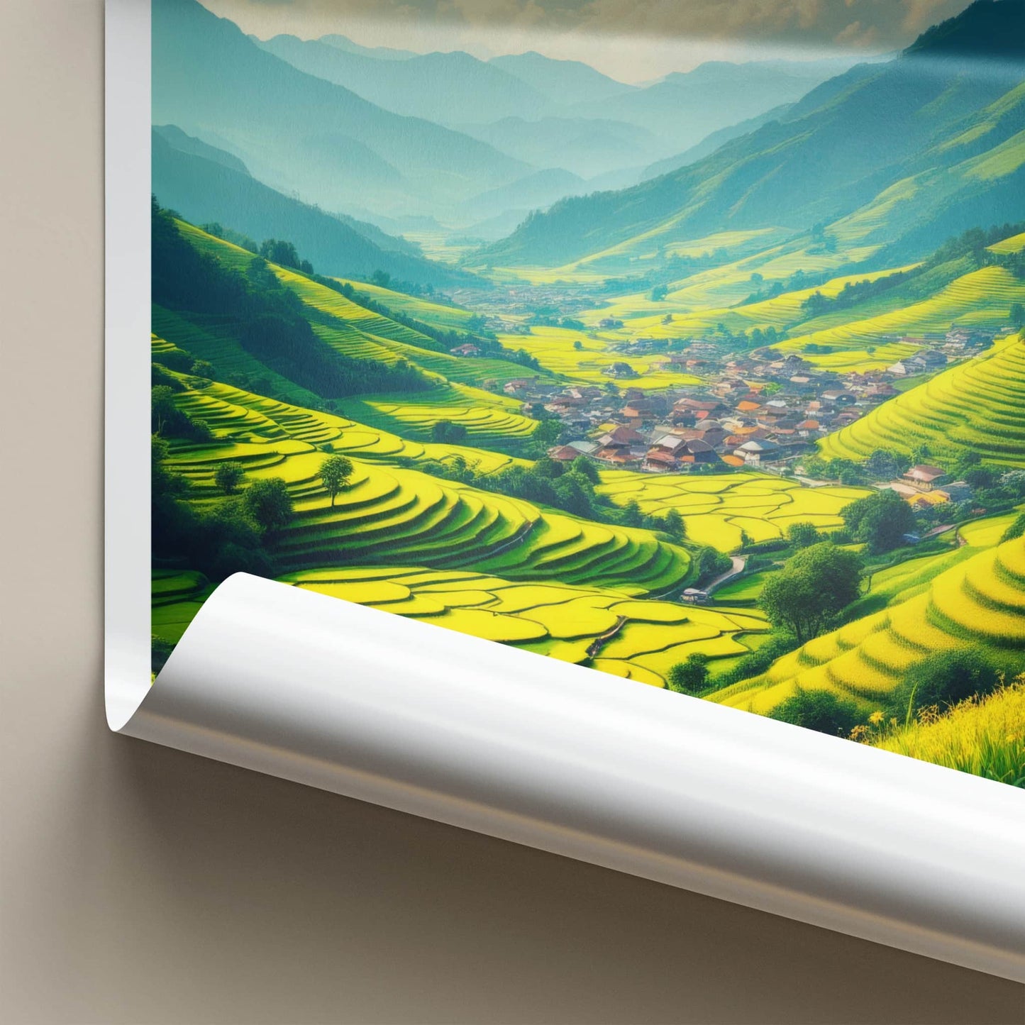 Ziro Valley Poster - India Travel Art - Arunachal Pradesh Green Paddy Fields Home Decor