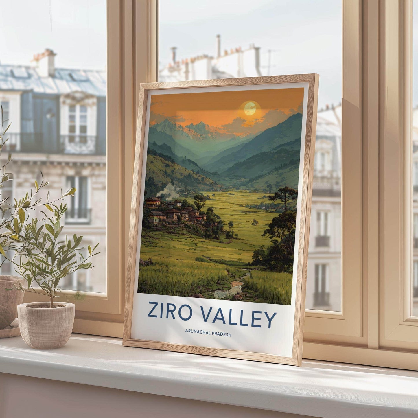 Ziro Valley Poster - India Travel Art - Arunachal Pradesh Lush Valley Sunset Home Decor
