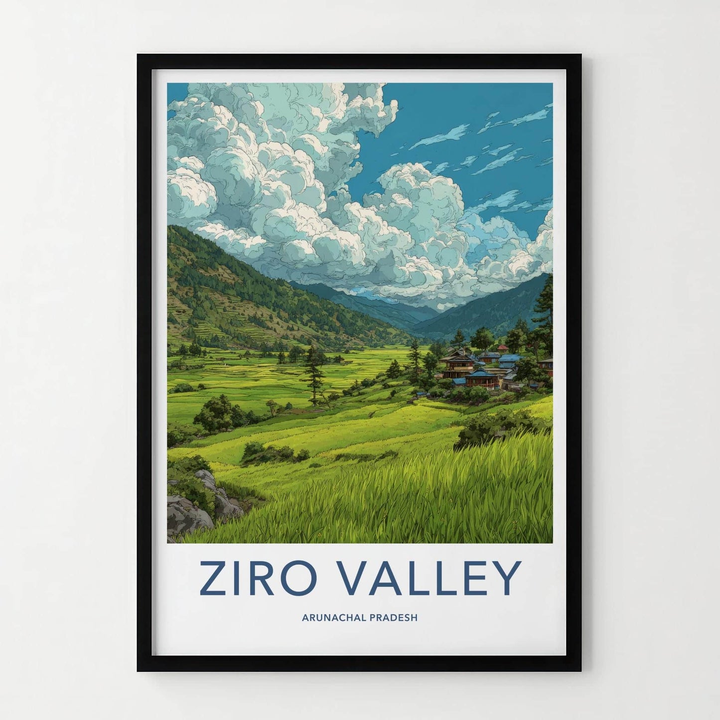 Ziro Valley Poster - India Wall Art - Arunachal Pradesh Green Valley View Gift