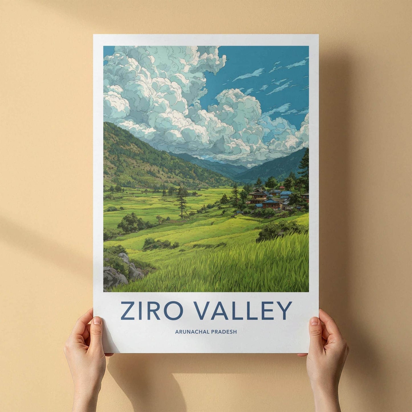 Ziro Valley Poster - India Wall Art - Arunachal Pradesh Green Valley View Gift