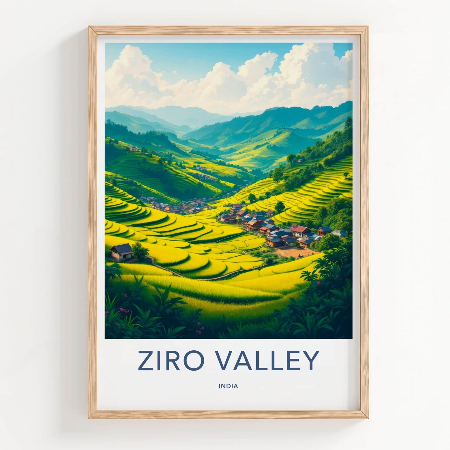 Ziro Valley Poster - India Wall Art - Arunachal Pradesh Terraced Rice Village Gift