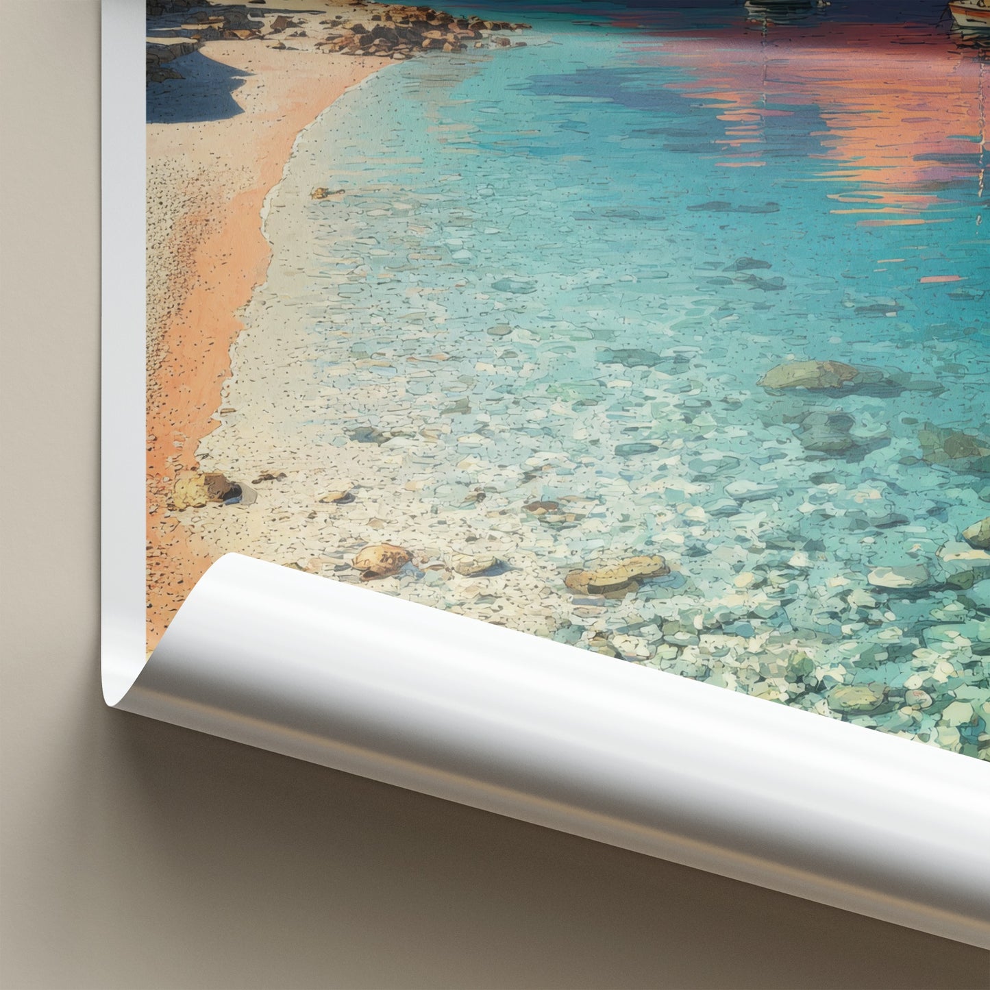 Zlatni Rat Poster - Croatia Travel Art - Calm Water Sailboats Wall Decor