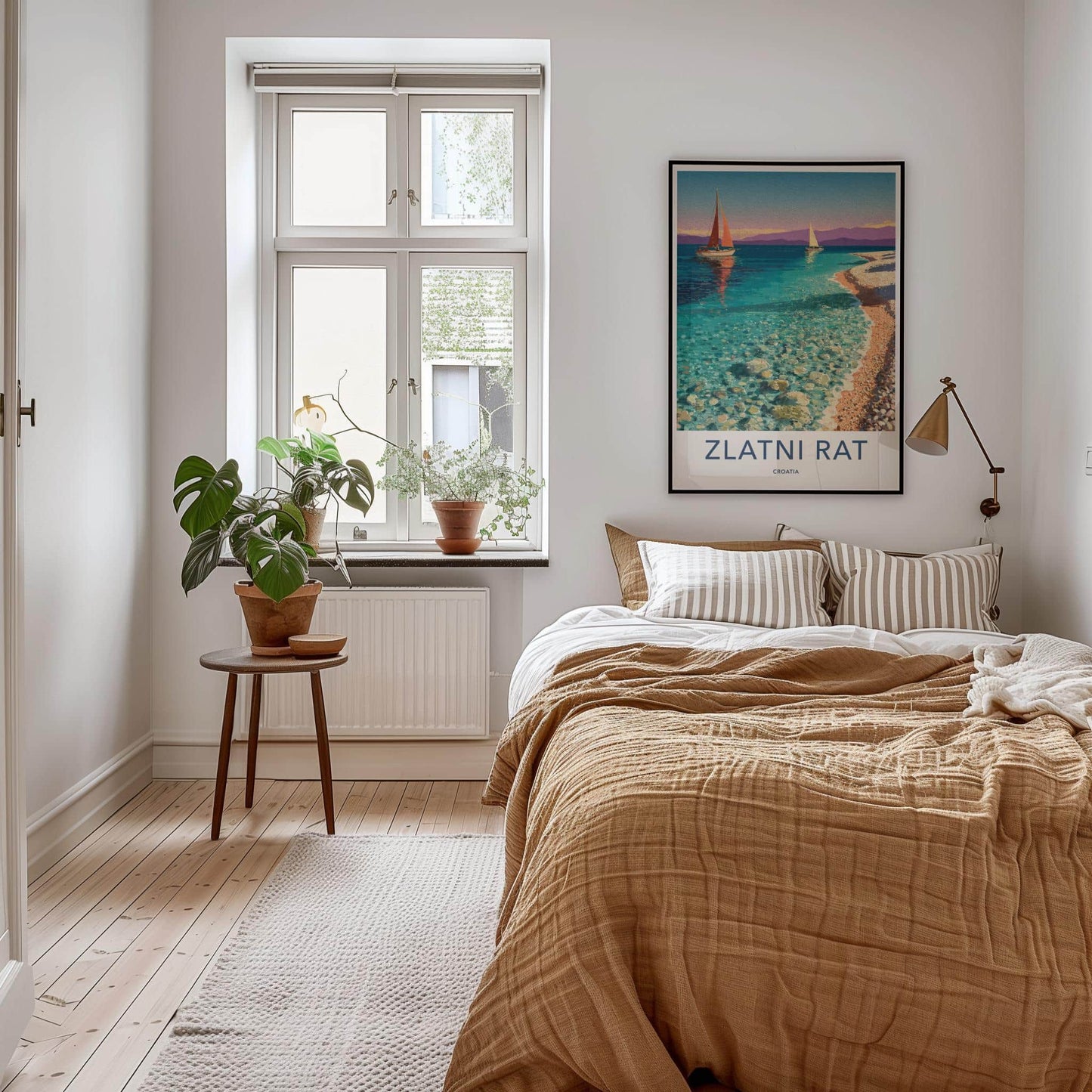 Zlatni Rat Poster - Croatia Travel Art - Clear Water Sailboats Home Decor