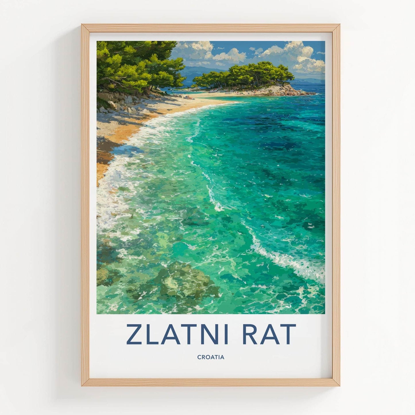 Zlatni Rat Poster - Croatia Travel Art - Pine Tree Cove Home Decor