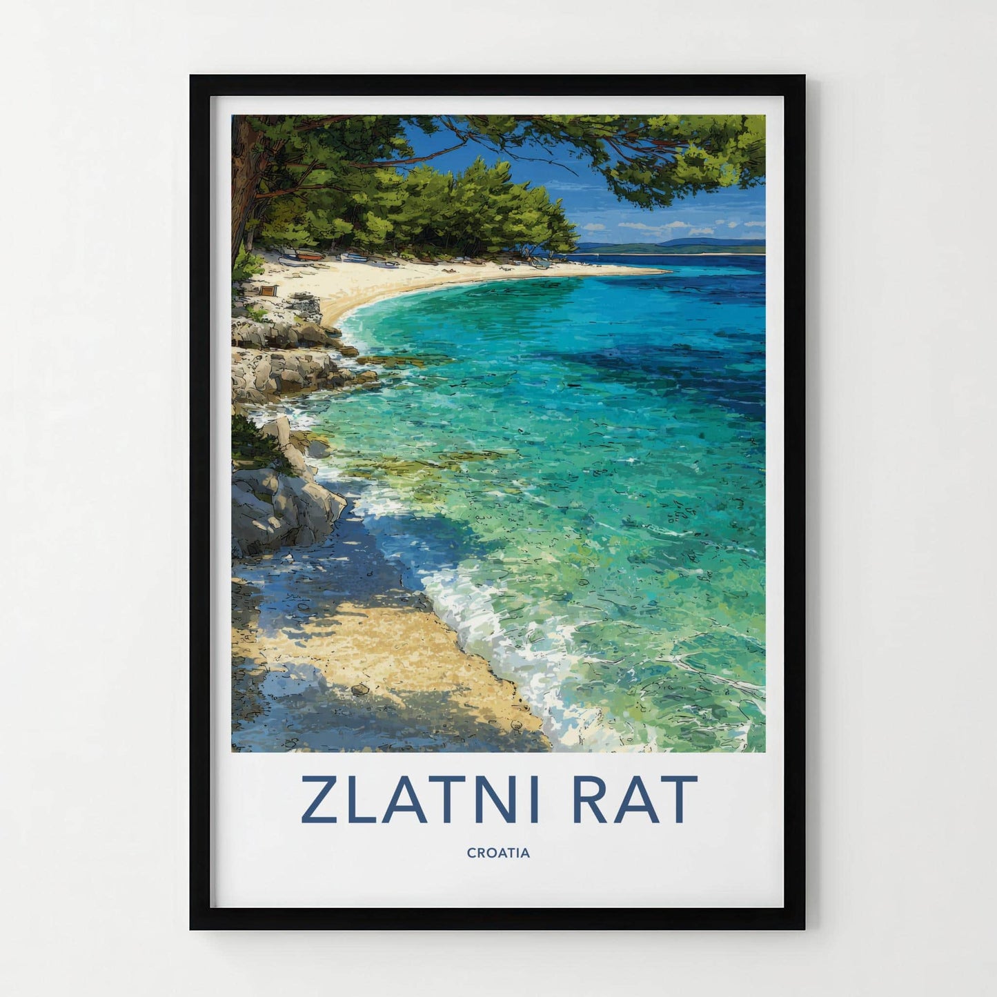 Zlatni Rat Poster - Croatia Travel Print - Golden Beach Water Home Decor