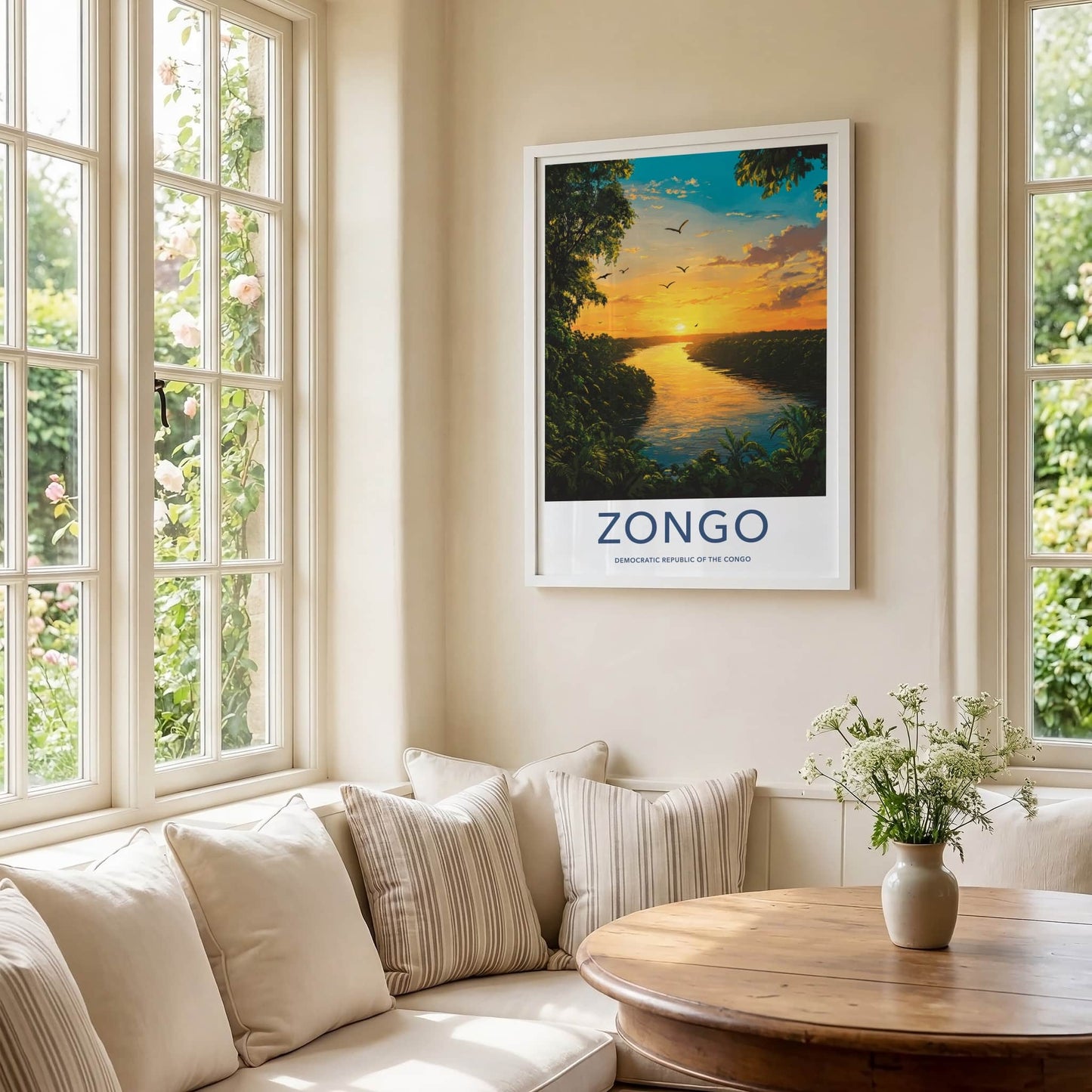 Zongo Poster - Democratic Republic of the Congo Fine Art - River Glow Birds Gift
