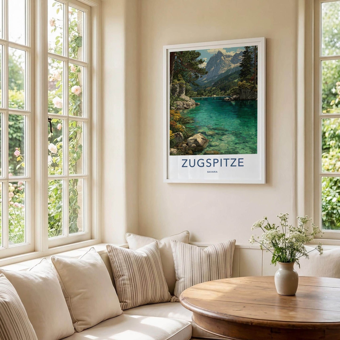 Zugspitze Poster - Germany Travel Art - Clear Mountain Lake Home Decor