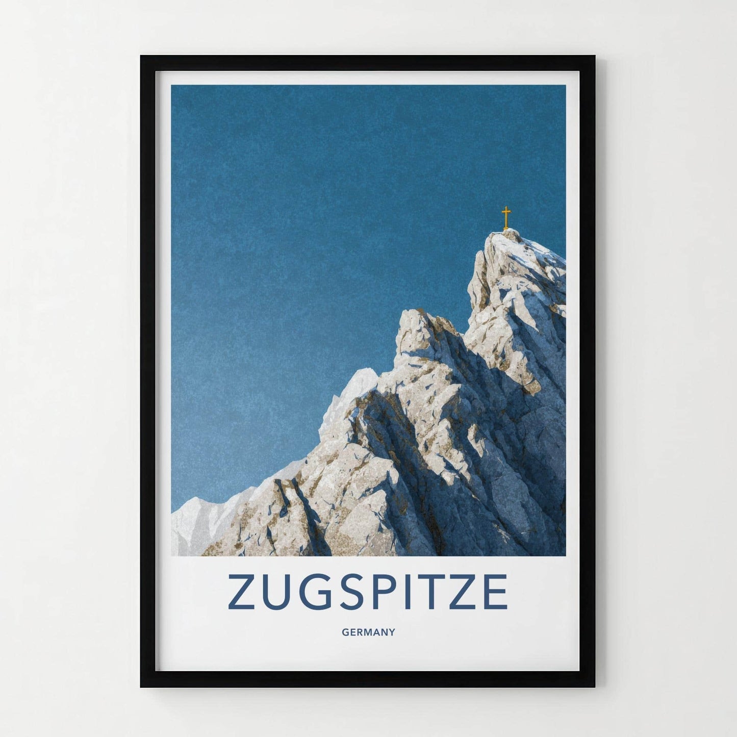 Zugspitze Poster - Germany Travel Art - Mountain Peak Cross Wall Decor