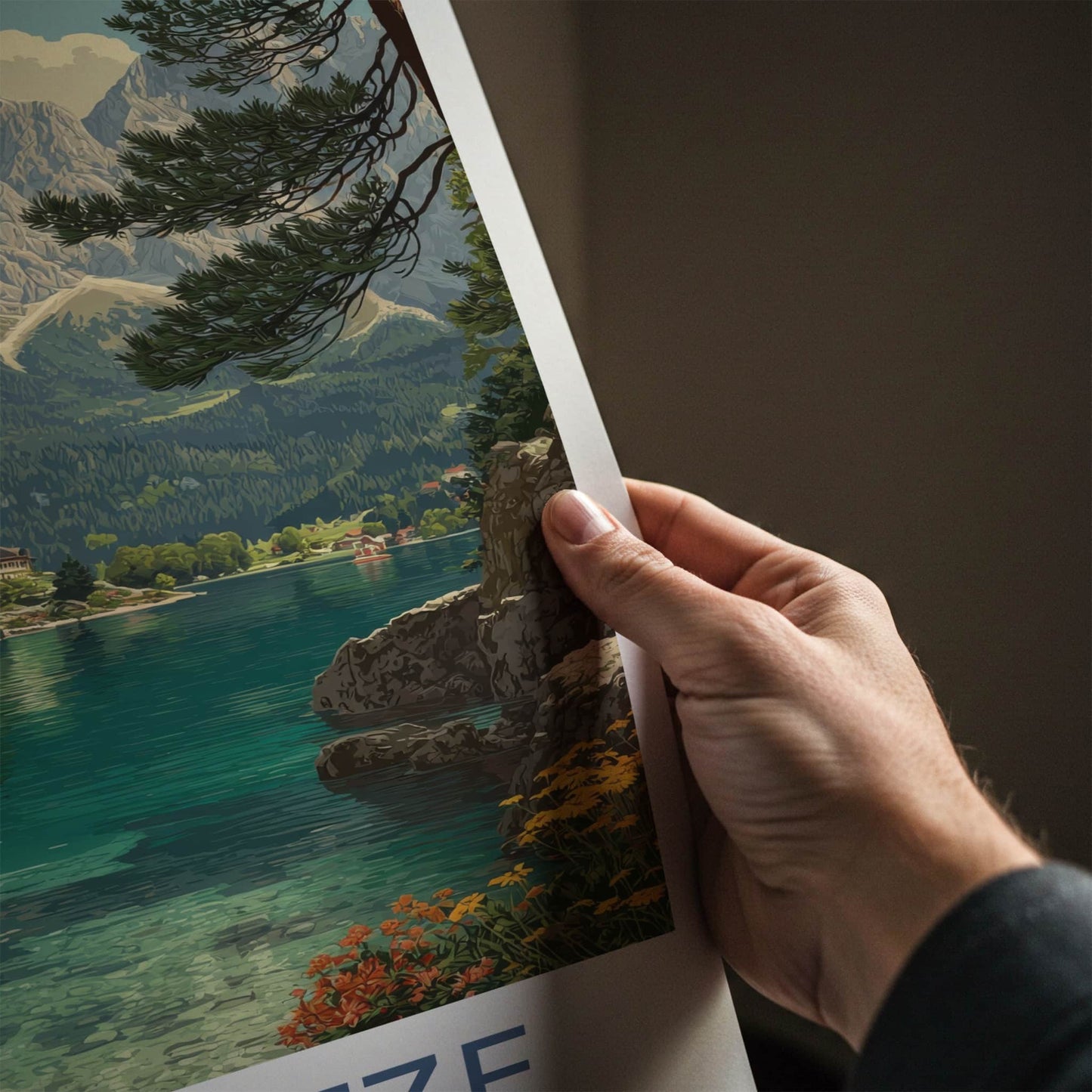 Zugspitze Poster - Germany Travel Print - Alpine Lake Reflections Home Decor