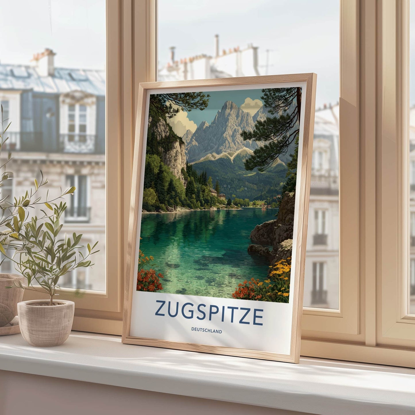 Zugspitze Poster - Germany Travel Print - Alpine Lake Reflections Home Decor