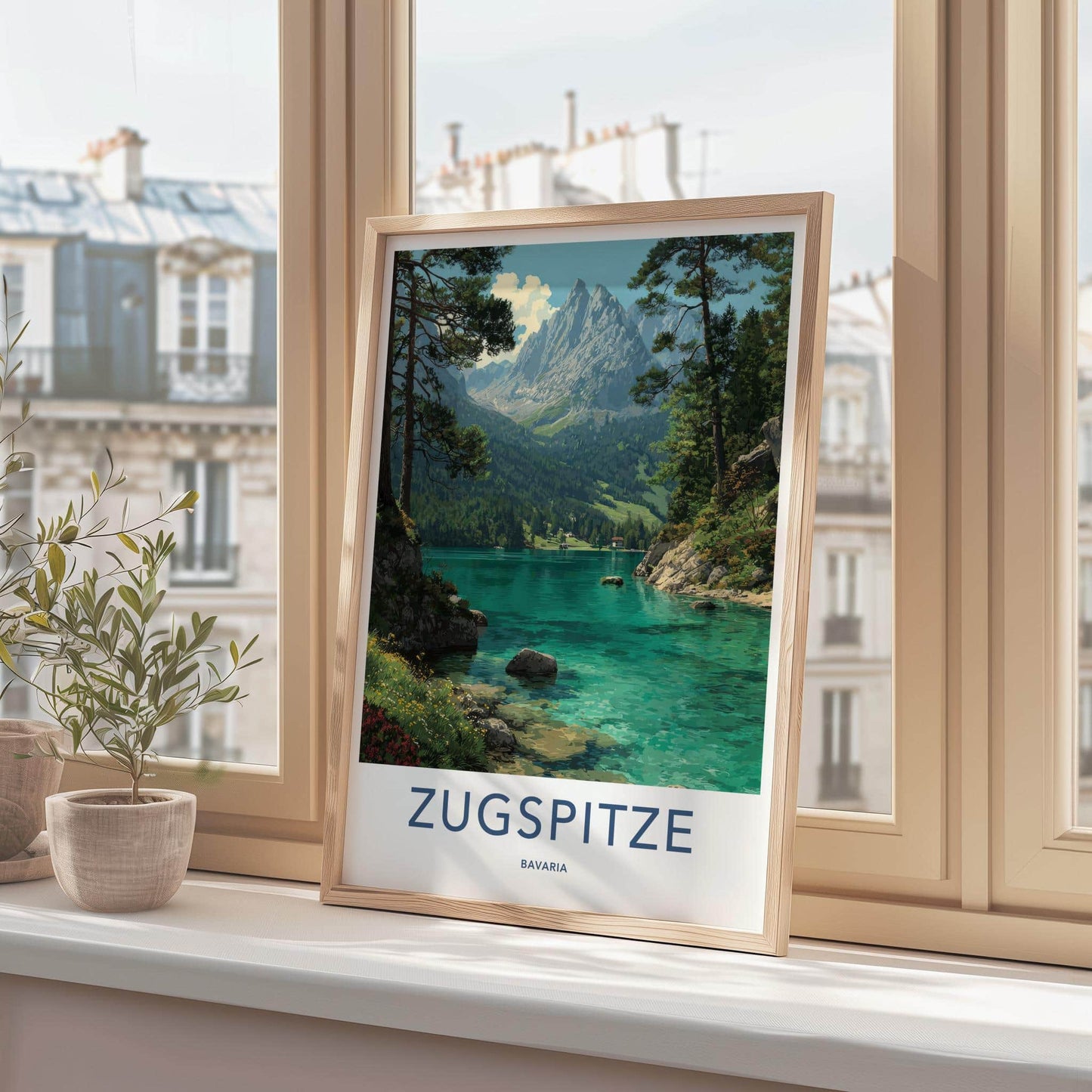 Zugspitze Poster - Germany Wall Art - Clear Lake Mountains Home Decor