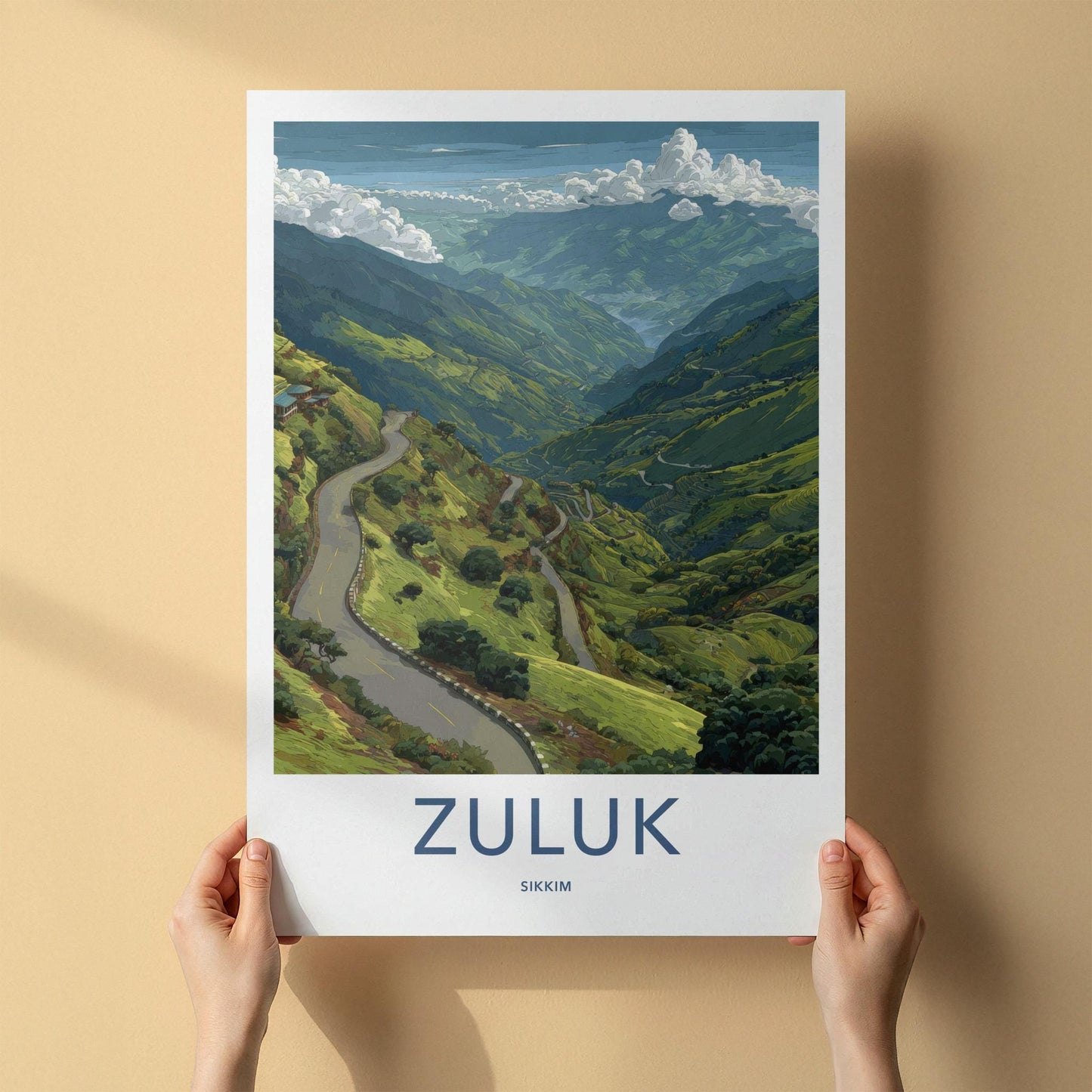 Zuluk Poster - India Travel Art - Sikkim Winding Mountain Roads Home Decor