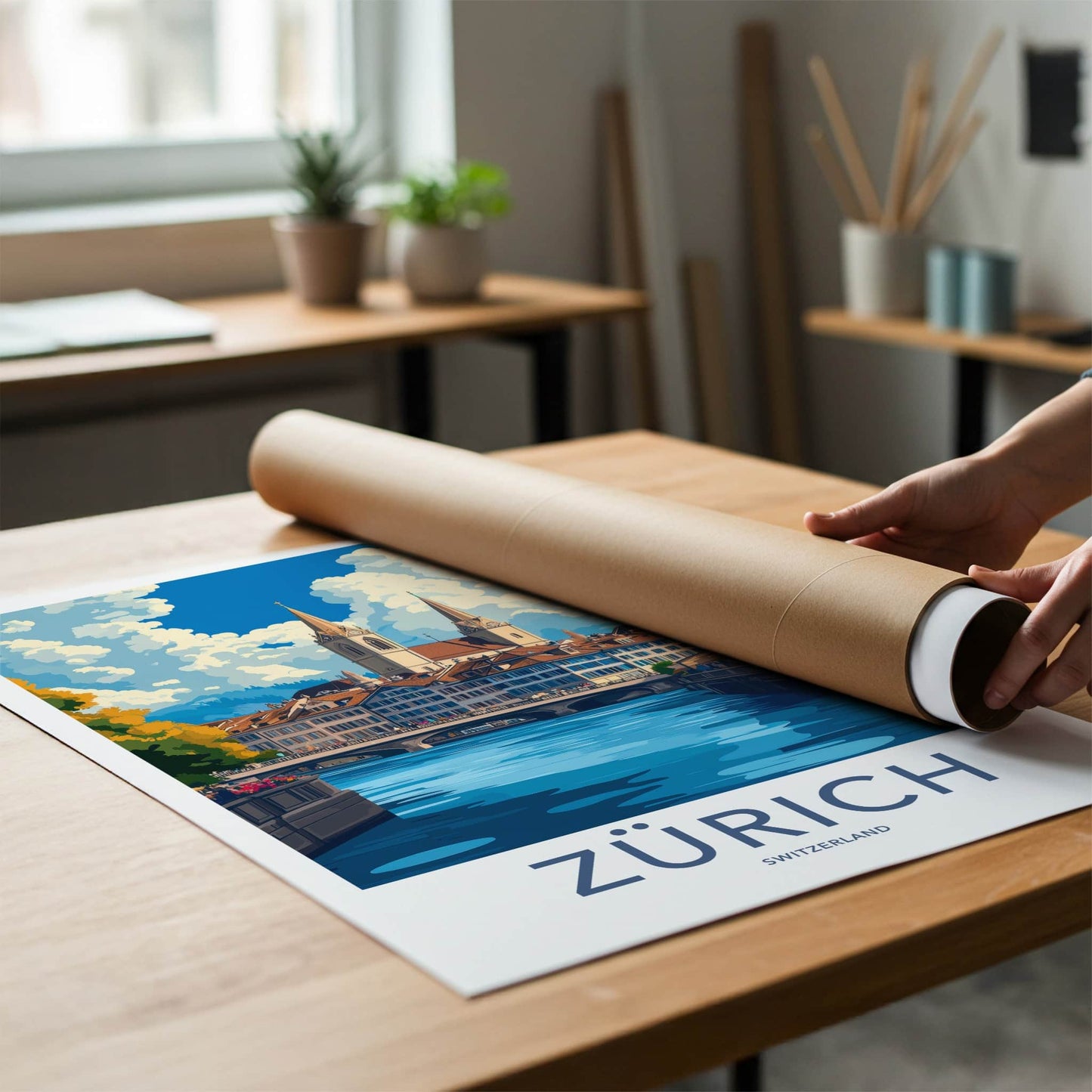 Zurich Poster - Switzerland Travel Art - Historic Riverfront City Wall Decor