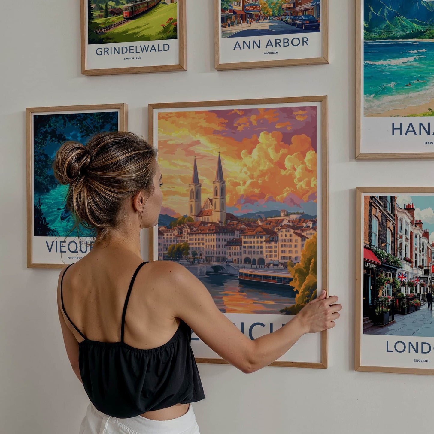 Zurich Poster - Switzerland Travel Art - Vibrant City Reflection Home Decor