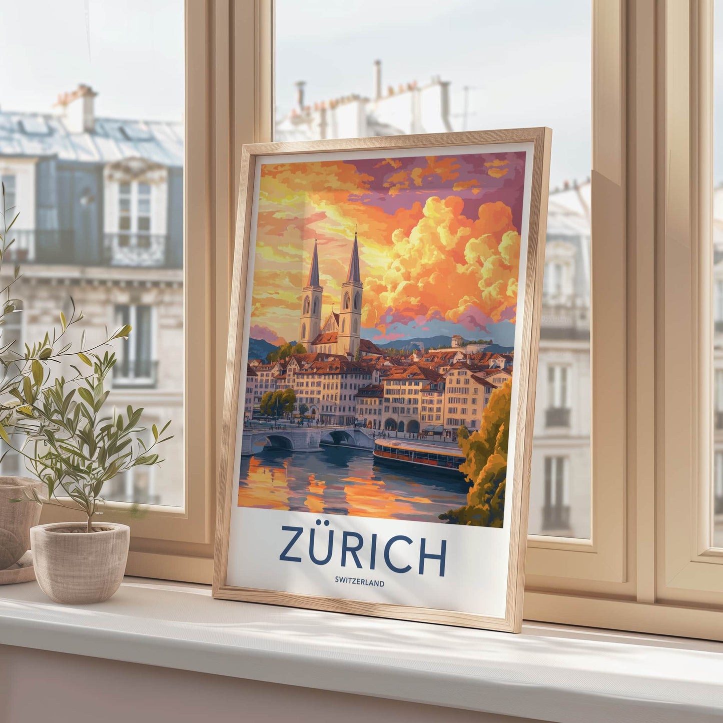 Zurich Poster - Switzerland Travel Art - Vibrant City Reflection Home Decor