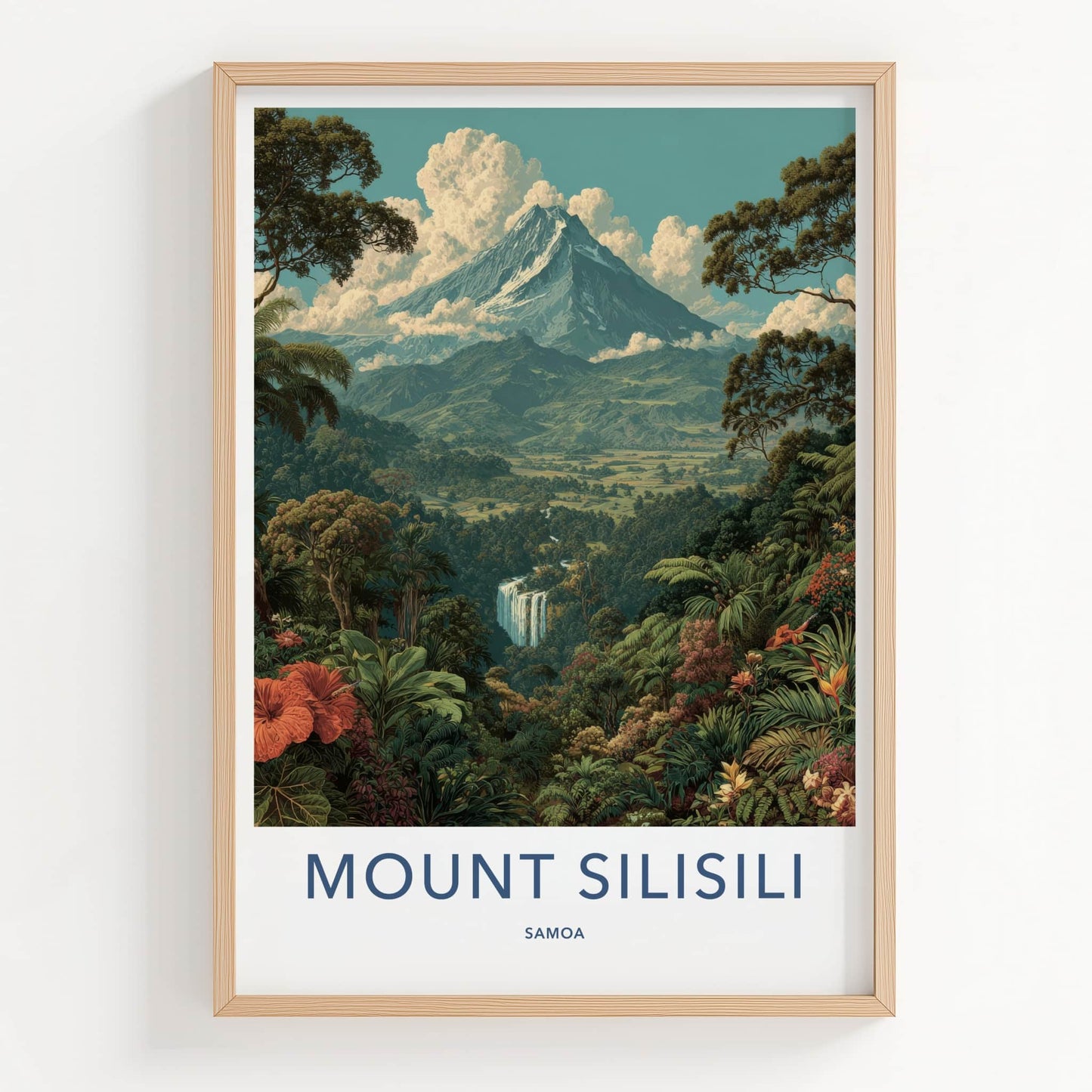 Mount Silisili Poster - Samoa Snow Capped Volcano
