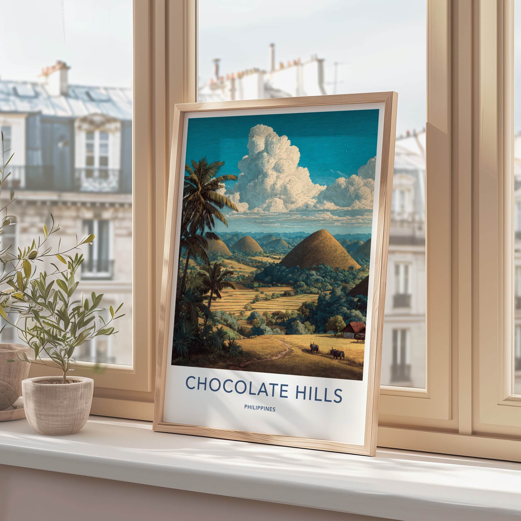 Chocolate Hills Poster Philippines Rolling Hills Palm Tree