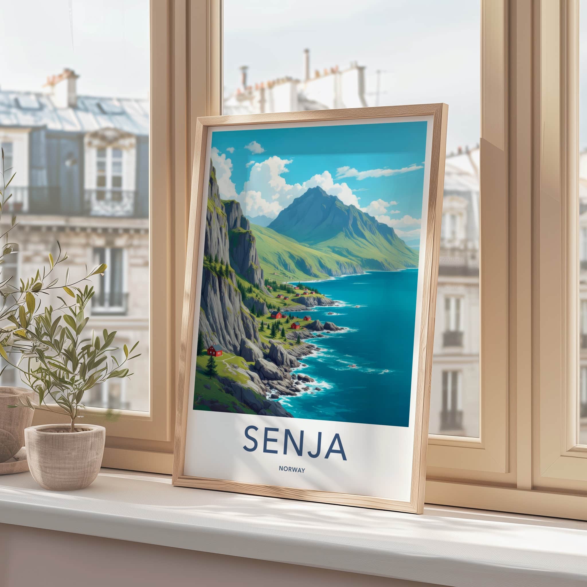 Senja Poster - Norway Travel Art - Scenic Island Village Home Decor