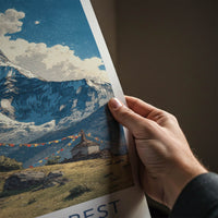 Mount Everest Poster Nepal Travel Print Ancient Stupas