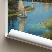 Nile River Poster Egypt Sailboat Riverbank Fort
