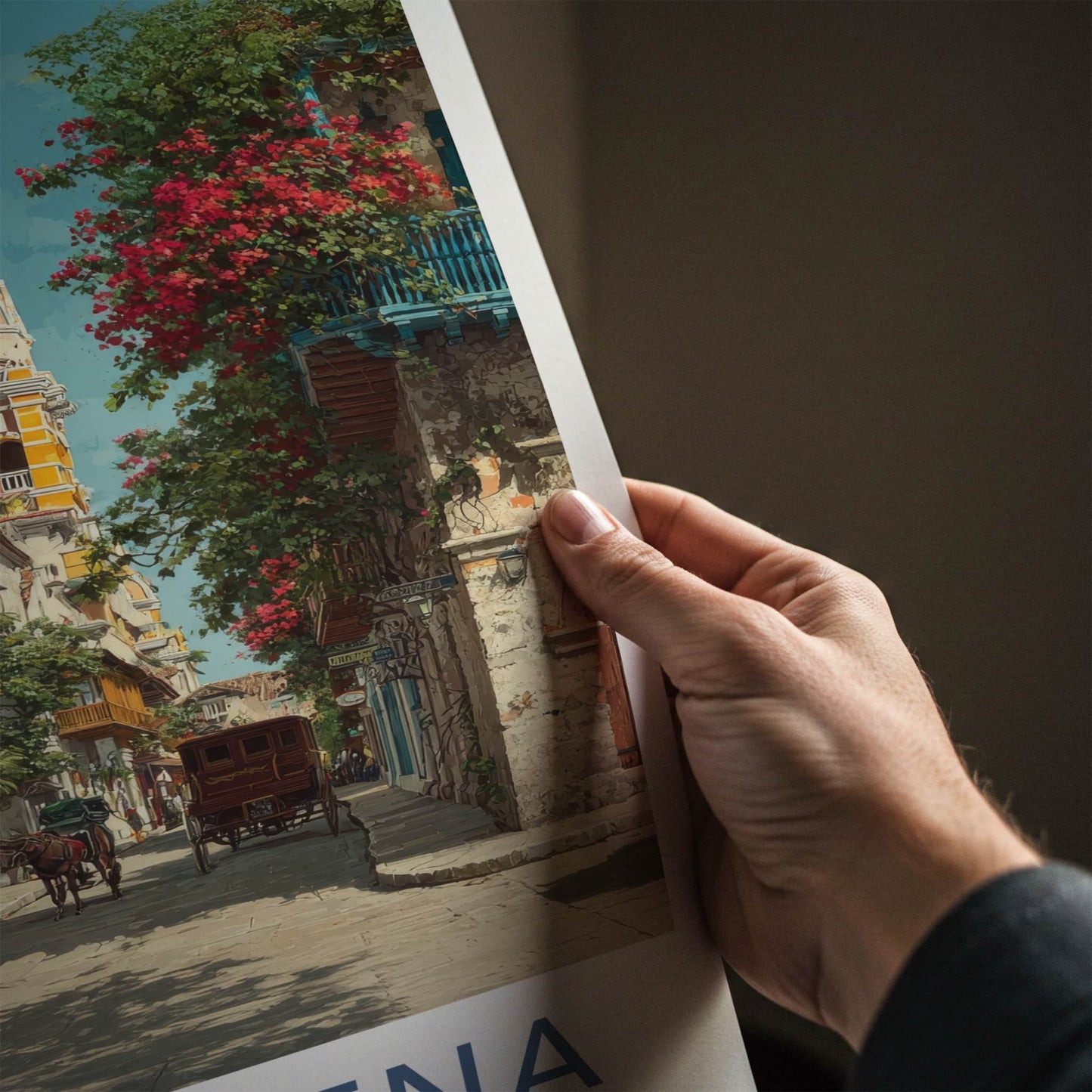 Cartagena Poster Colombia Travel Horse Carriage Art