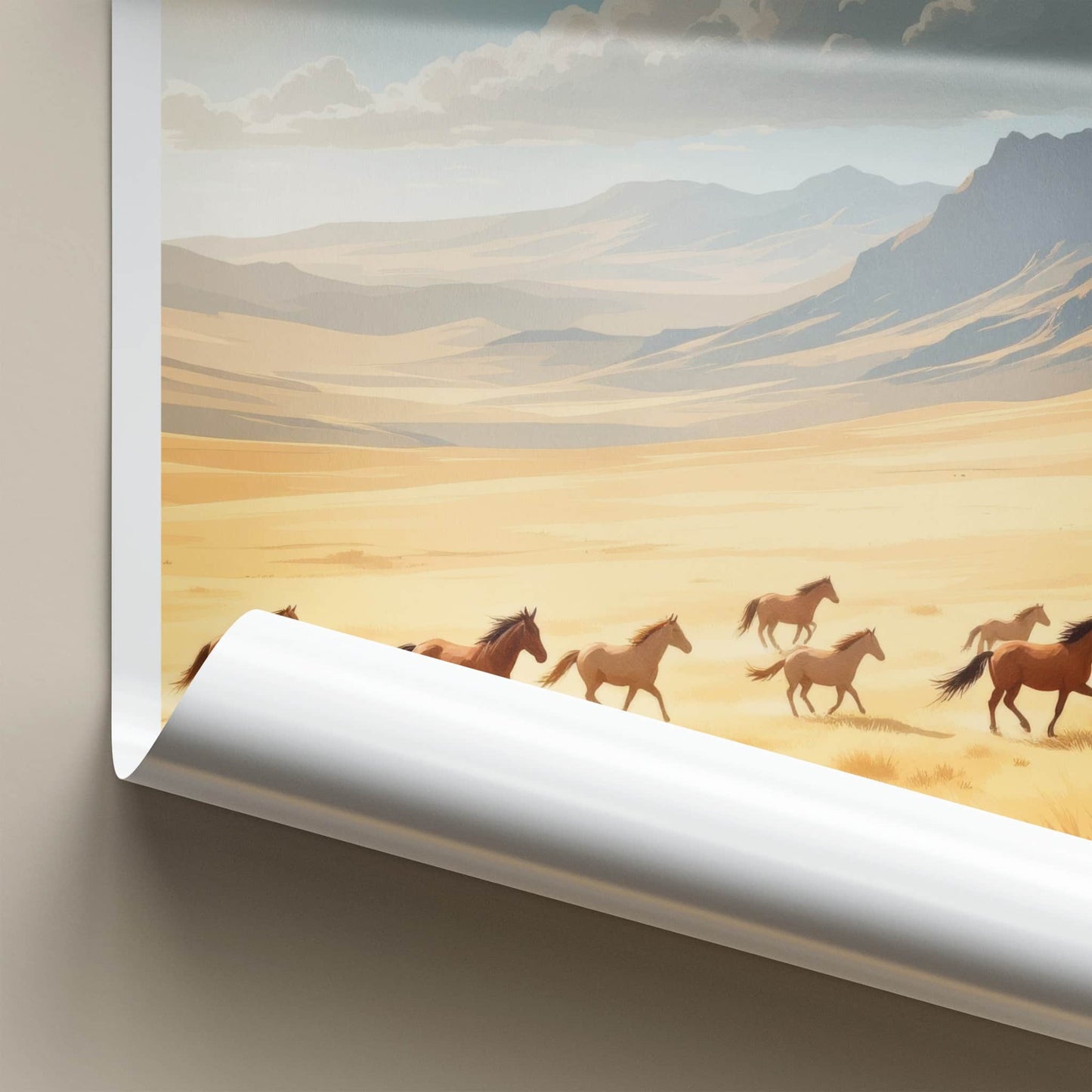Terelj Poster - Mongolia Travel Art - Wild Horses Gallop Home Decor