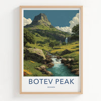 Botev Peak Poster - Bulgaria Hillside River Waterfall