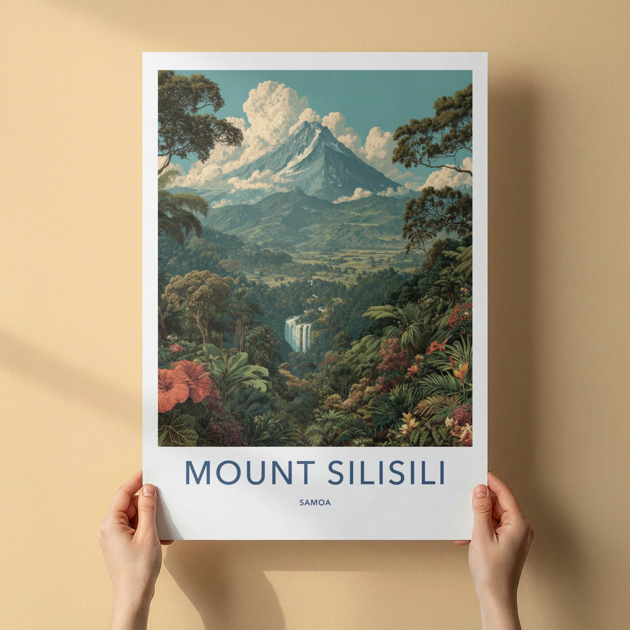 Mount Silisili Poster - Samoa Snow Capped Volcano