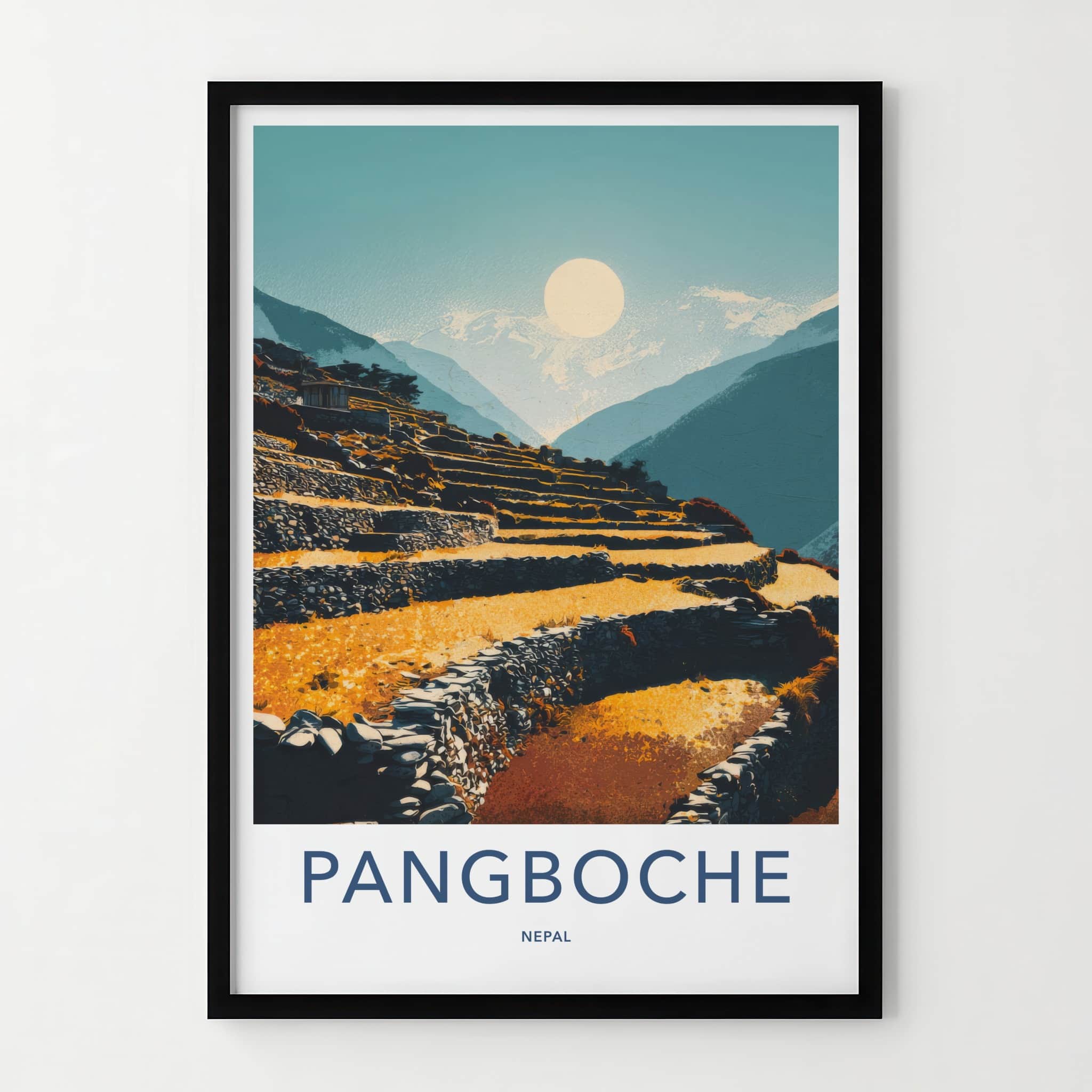 Pangboche Poster - Nepal Travel Art