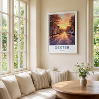 Dexter Poster - Michigan Travel Art - Golden Hour Road Home Decor