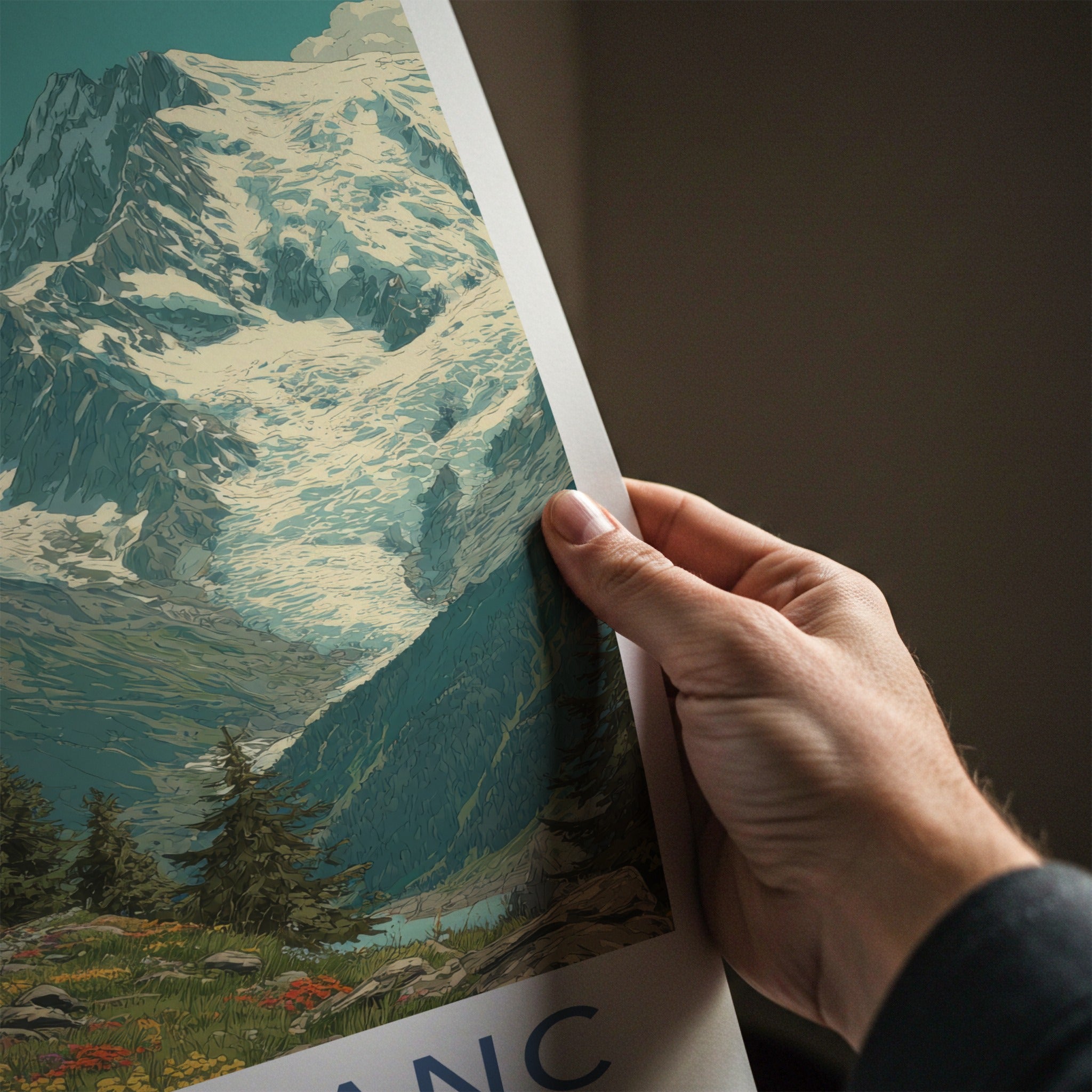 Mont Blanc Poster France Travel Art Mountain Train