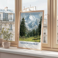Nanga Parbat Poster - Pakistan Snow Covered Peaks Art