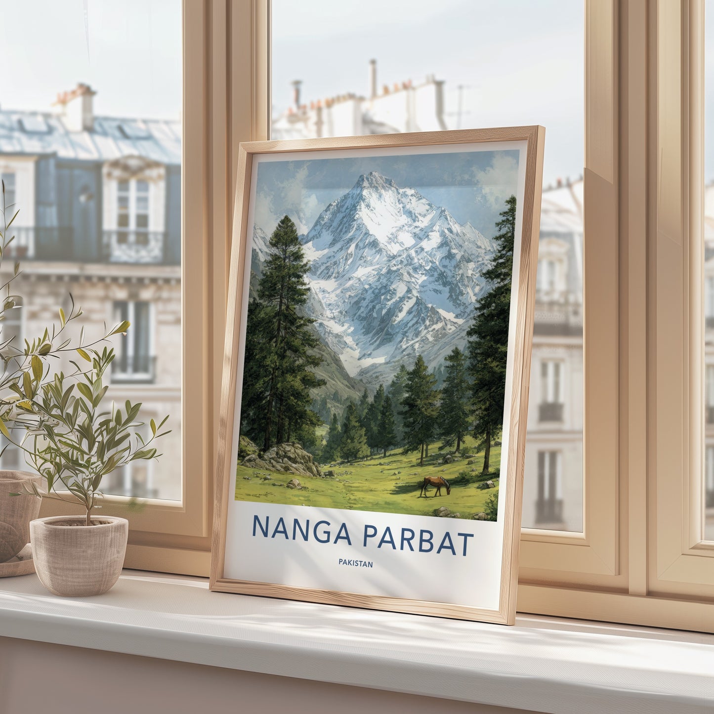 Nanga Parbat Poster - Pakistan Snow Covered Peaks Art