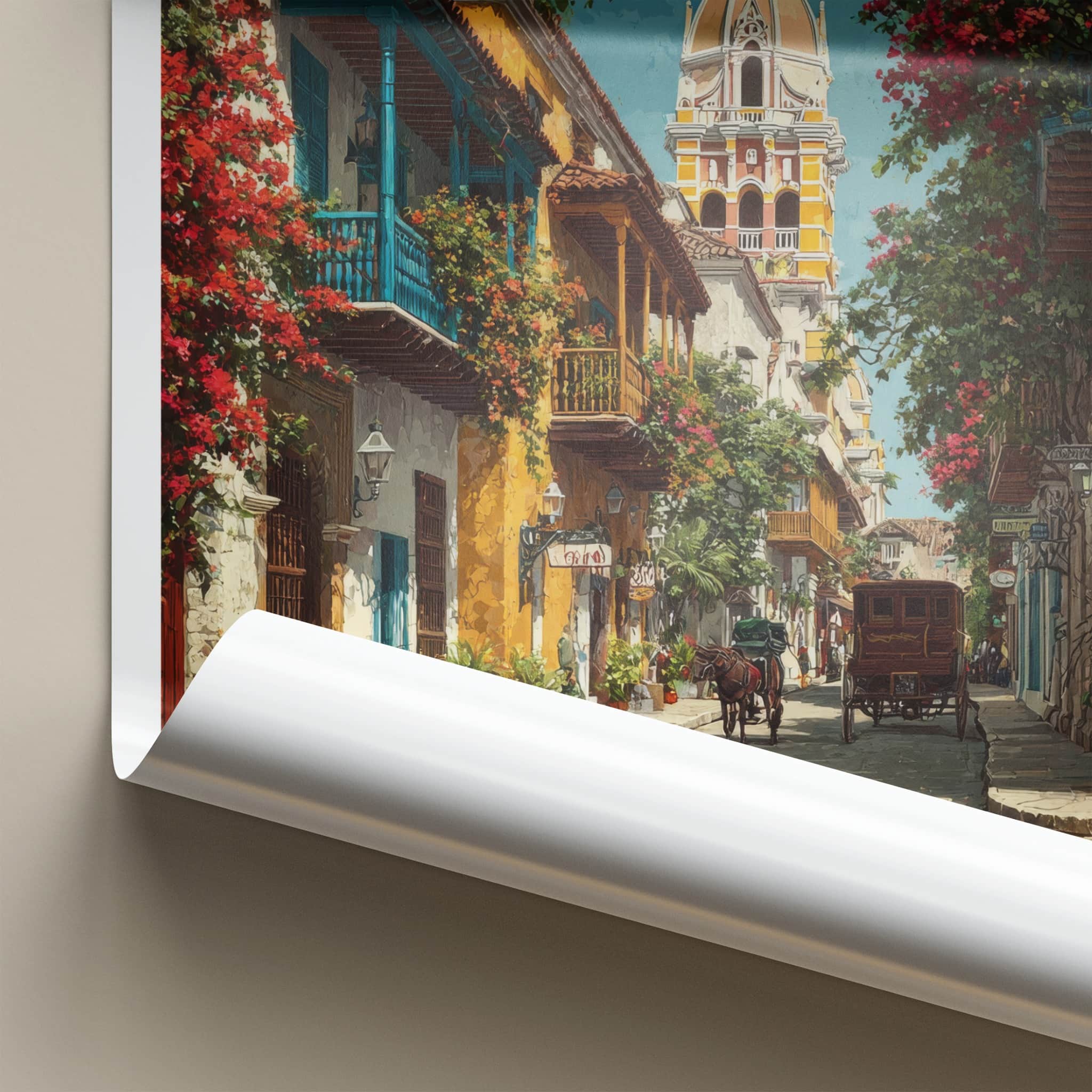 Cartagena Poster Colombia Travel Horse Carriage Art